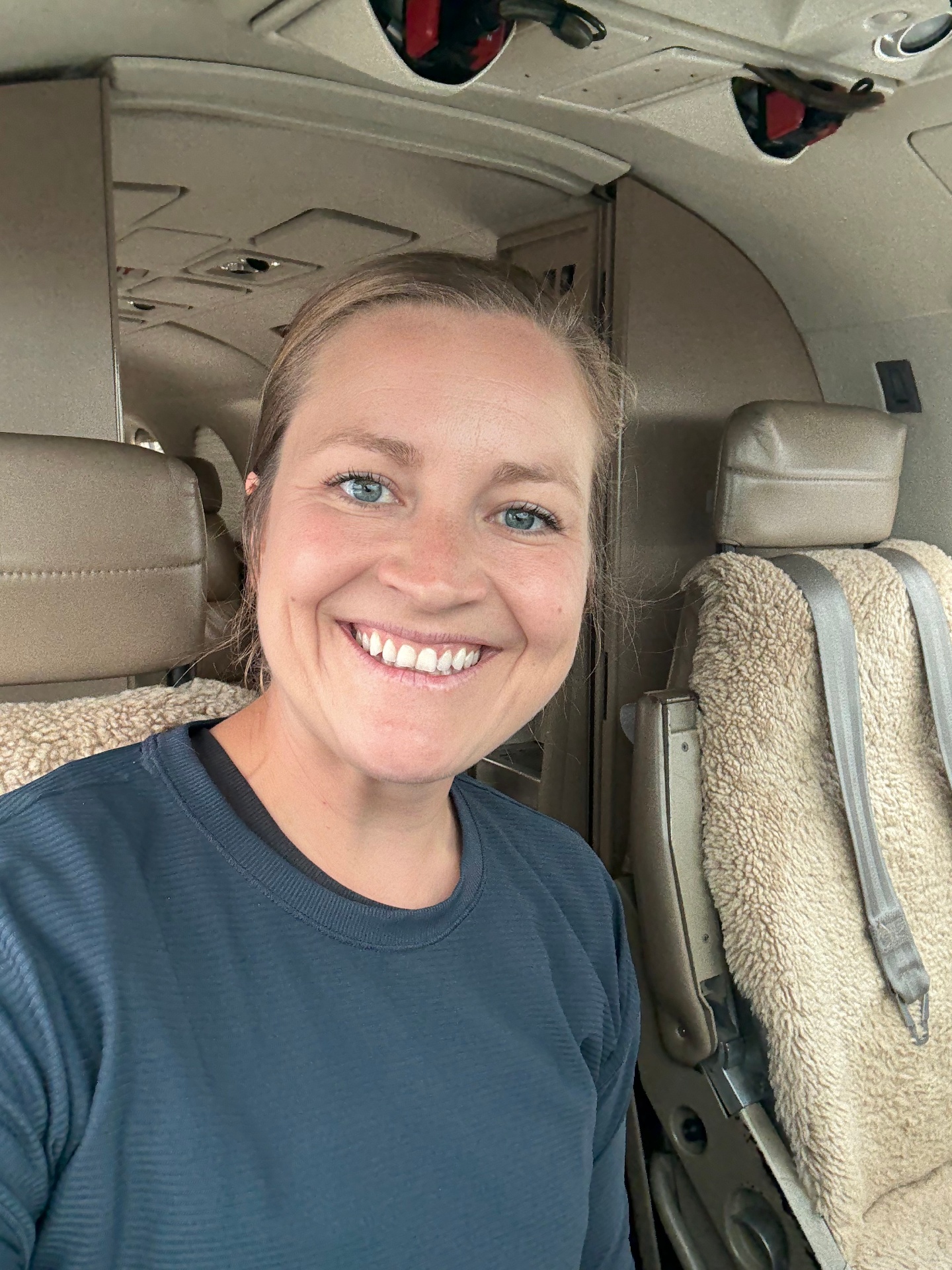 Jayme O'Bryant, CFI-I flight instructor, seated in a Cessna aircraft cabin